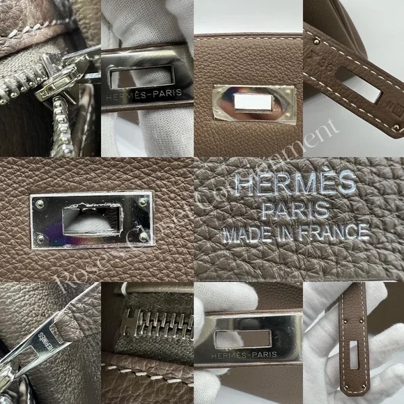 Authentic Hermès Togo Retourne Kelly 35 in Etoupe - Picture 9 of 11